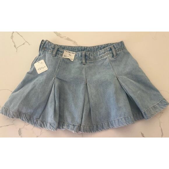 NWT Free People We The Free Madison Ave Denim Mini Skirt In Wild Child MSRP $78 - Picture 5 of 5